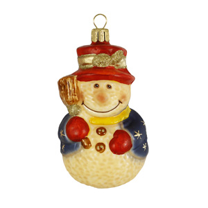 Snowman with broom 10cm